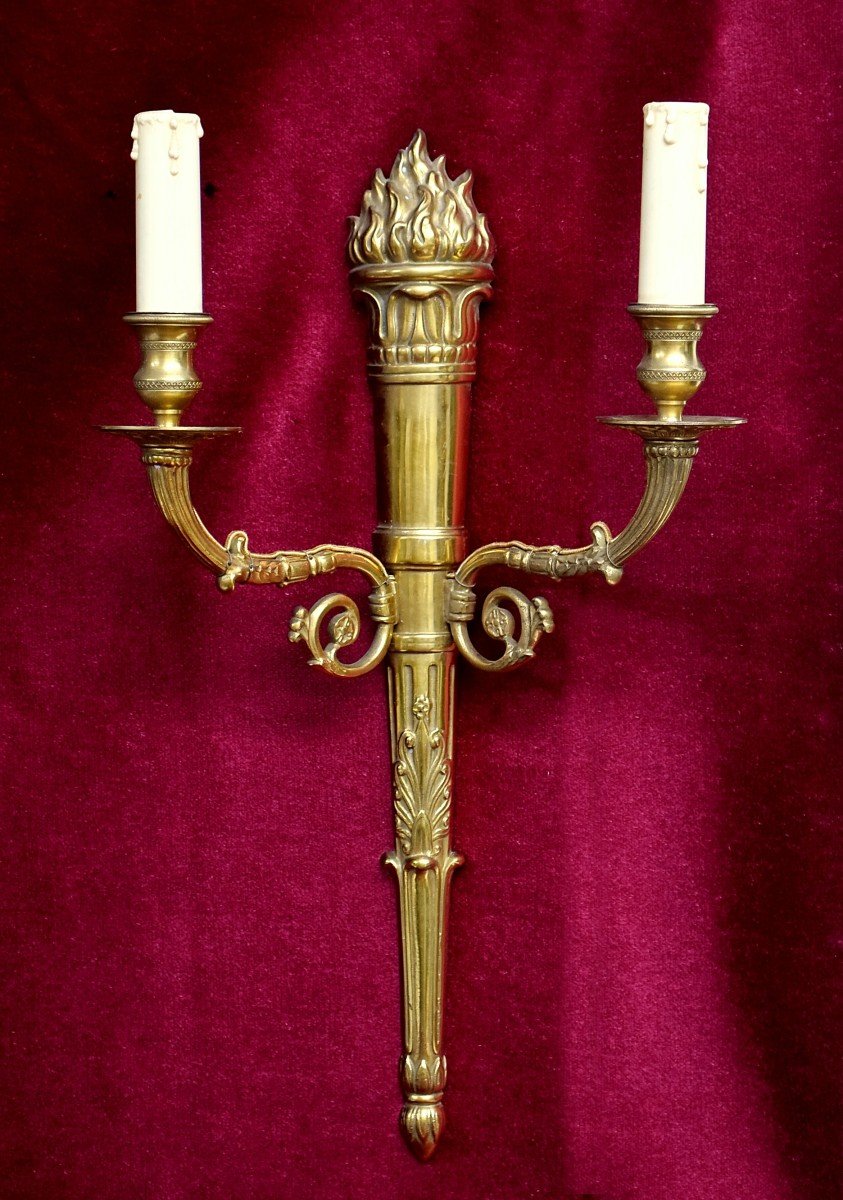 Paire d'appliques en bronze de style Empire XIXème-photo-2