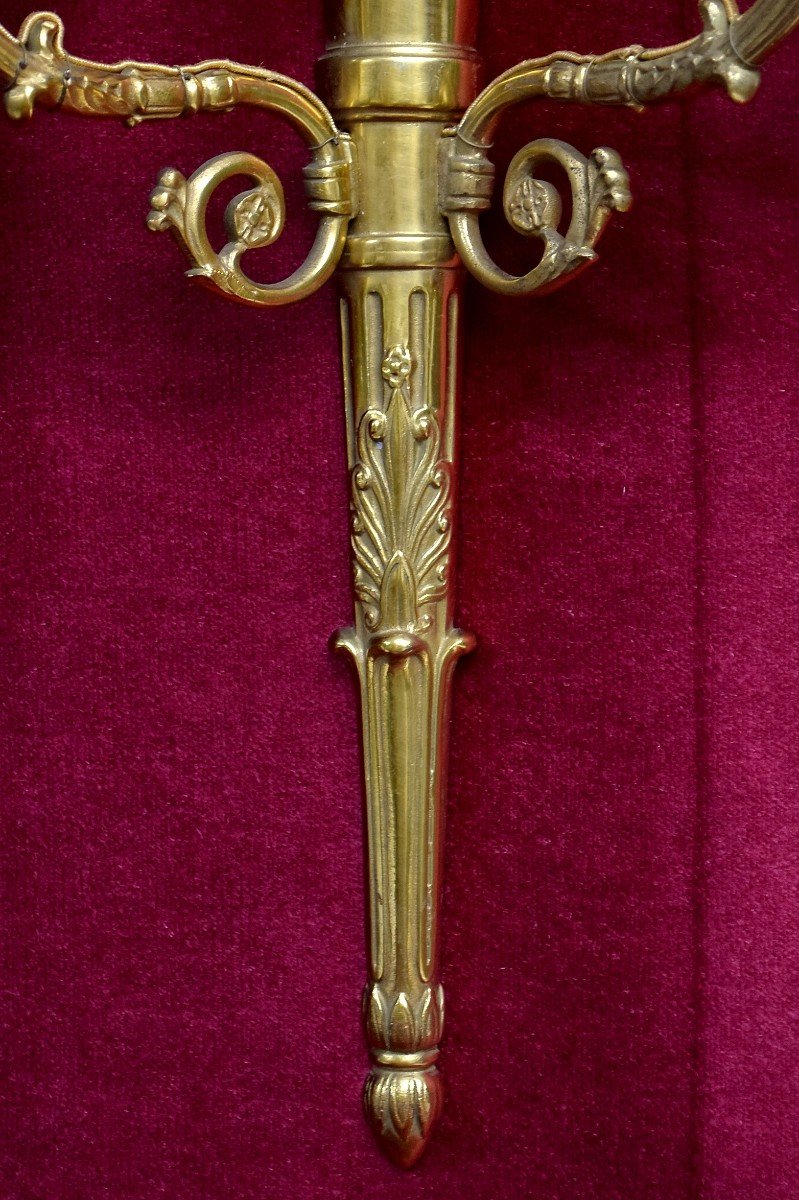 Paire d'appliques en bronze de style Empire XIXème-photo-4