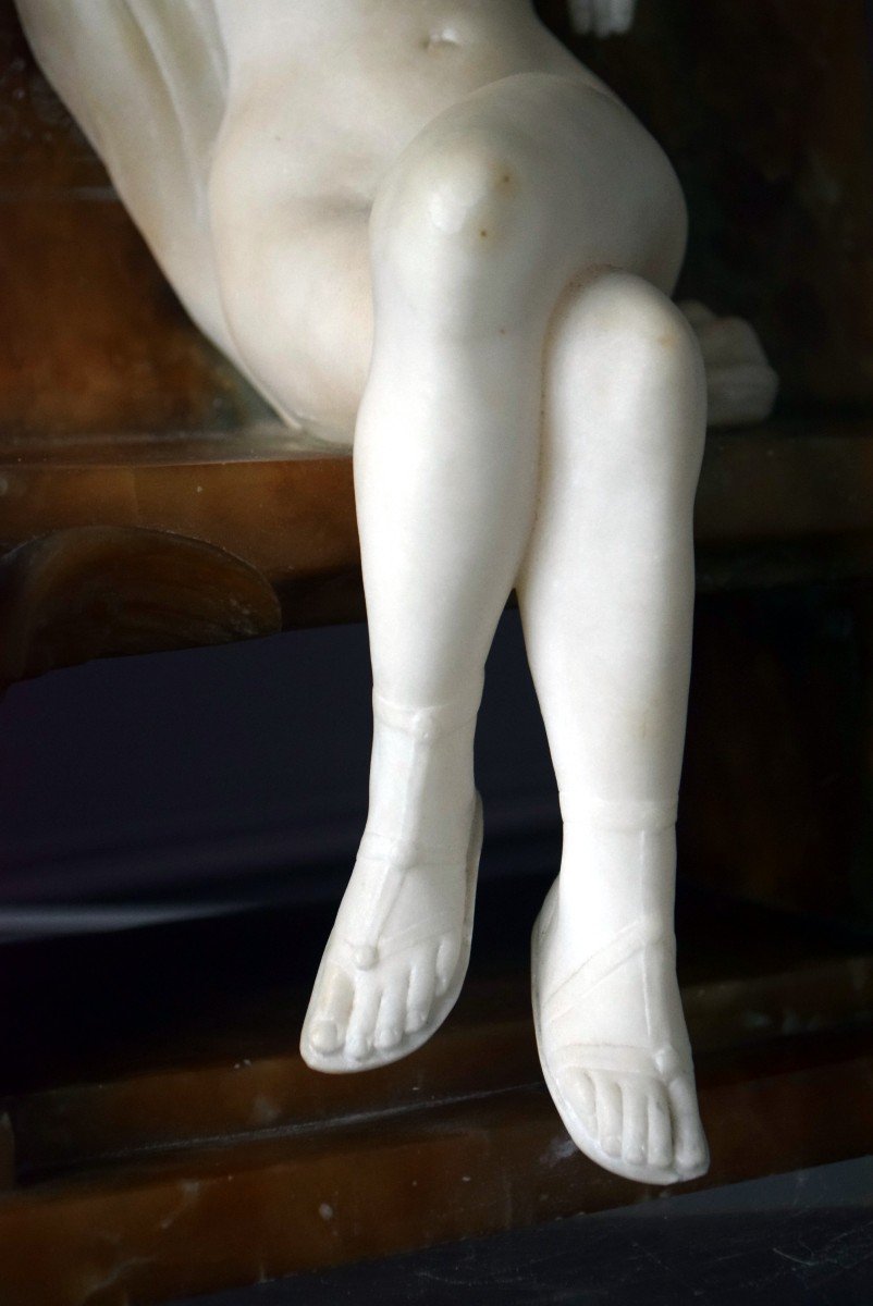 Nymph By Ferdinando Vichi Carrara Marble And Alabaster Italy-photo-3