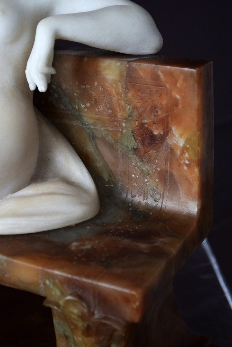 Nymph By Ferdinando Vichi Carrara Marble And Alabaster Italy-photo-7