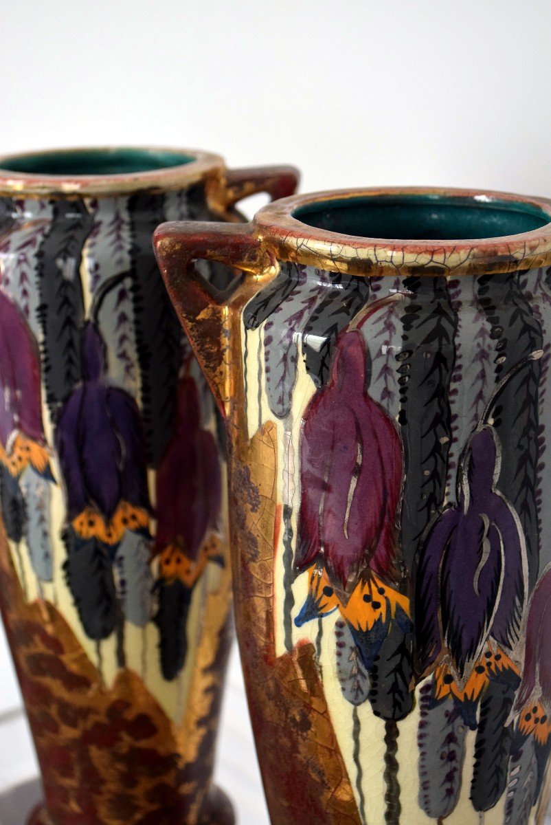Paire de vases art déco par Louis Dage -photo-3