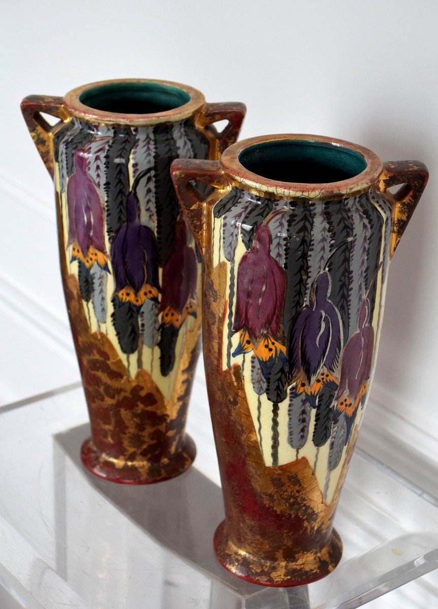 Pair Of Art Deco Vases By Louis Dage-photo-6
