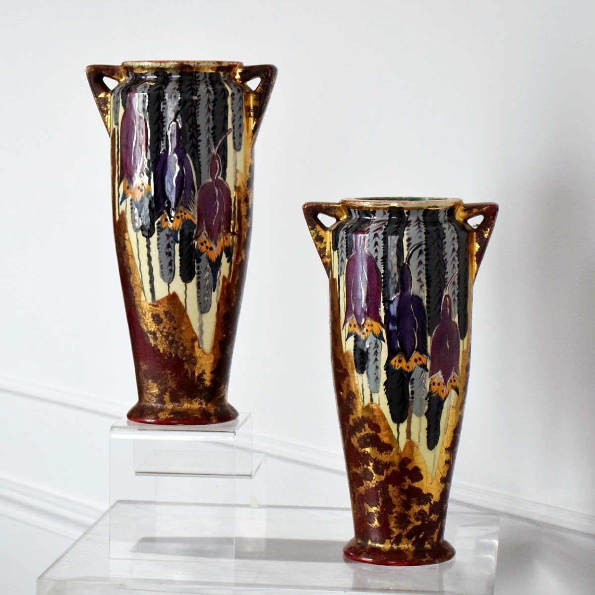 Paire de vases art déco par Louis Dage 