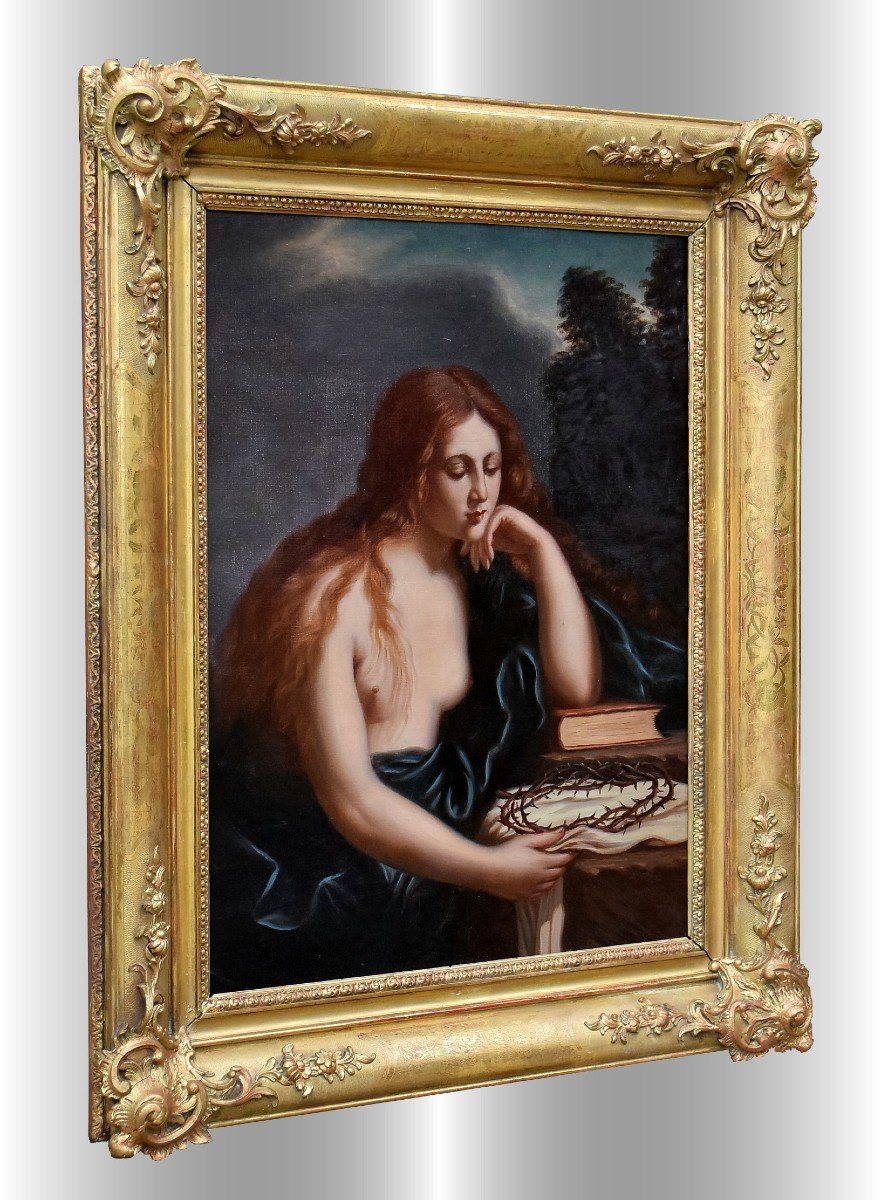 Marie-Madeleine pénitente d'après Le Guerchin du Sarzeau Ecole Italienne XIXème-photo-2