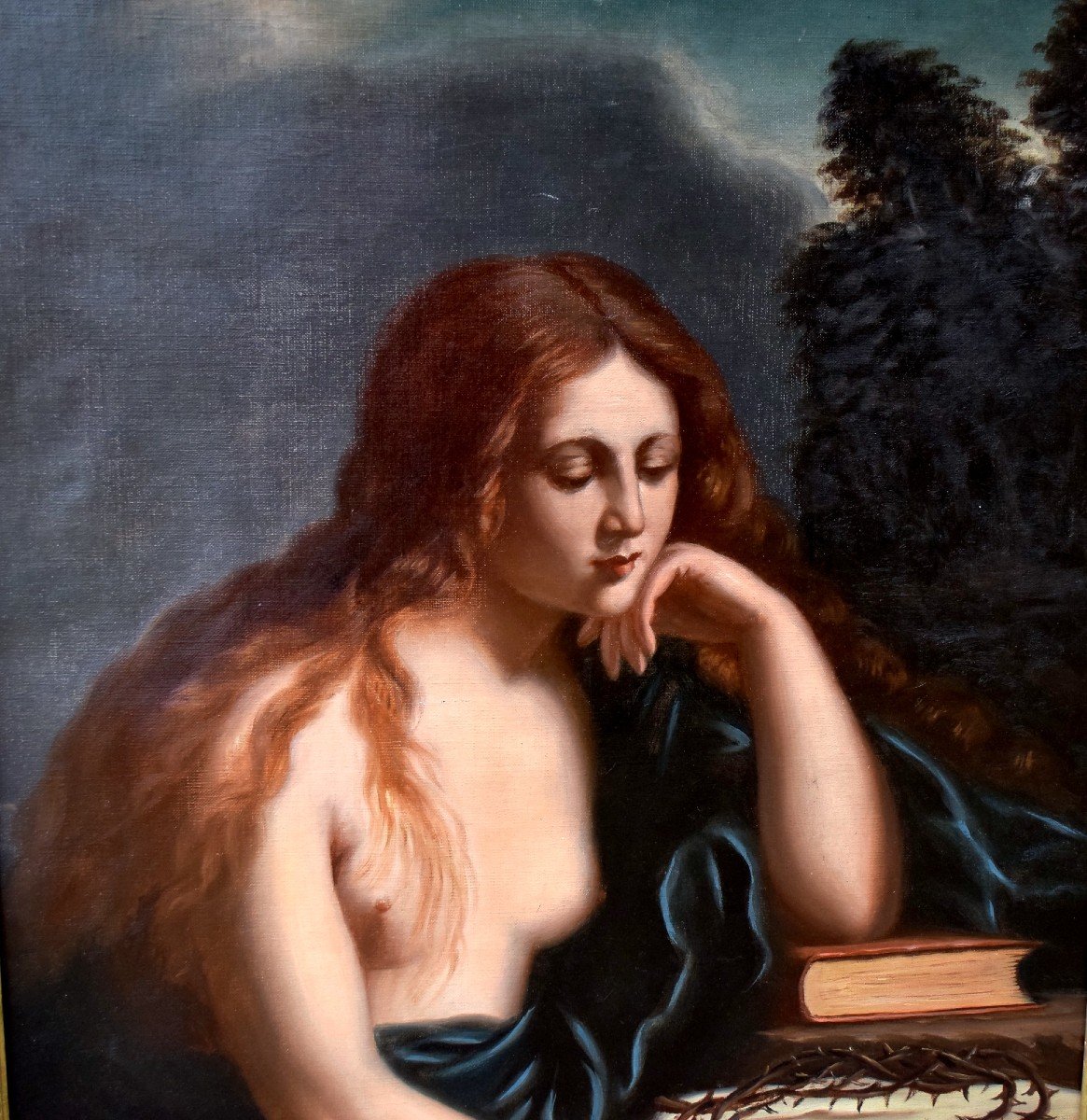 Marie-Madeleine pénitente d'après Le Guerchin du Sarzeau Ecole Italienne XIXème-photo-1