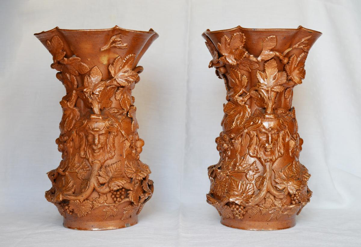 Paire De Vases En Grès De Beauvaisis-photo-2