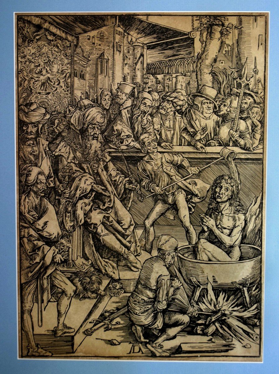 La torture de Saint Jean l'Evangéliste Gravure d'après Albrecht Dürer XIXè-photo-2