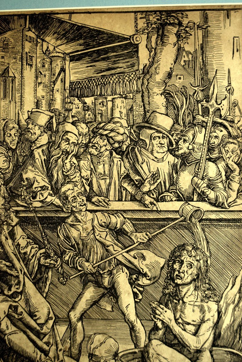 La torture de Saint Jean l'Evangéliste Gravure d'après Albrecht Dürer XIXè-photo-3