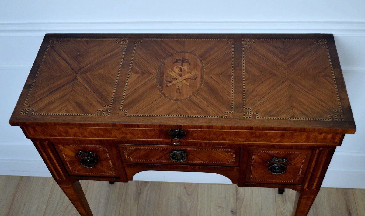 Coiffeuse d'homme en marqueterie Style Louis XVI, XIX&egrave;me-photo-1