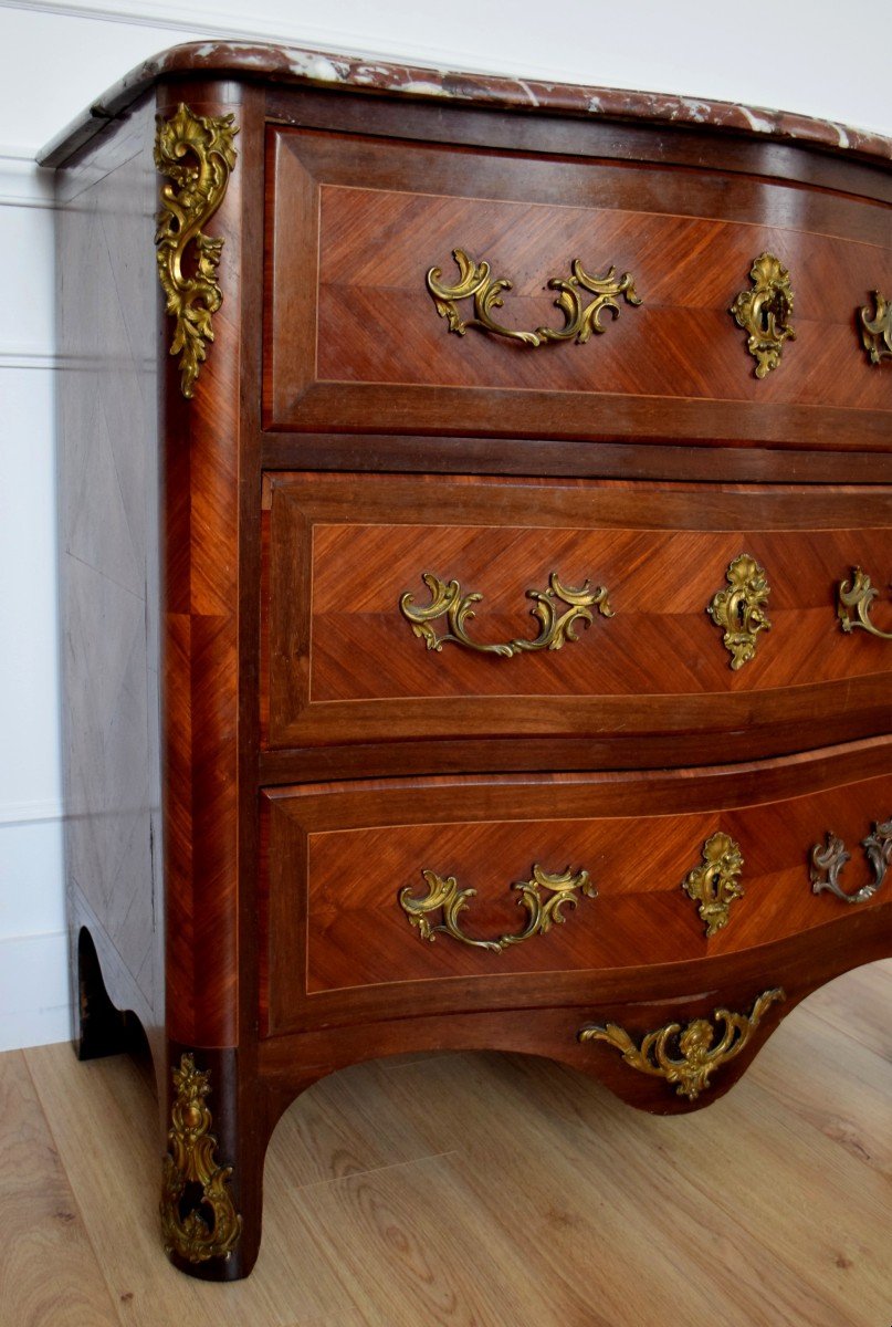 Commode de style R&eacute;gence en marqueterie XIX&egrave;me-photo-1