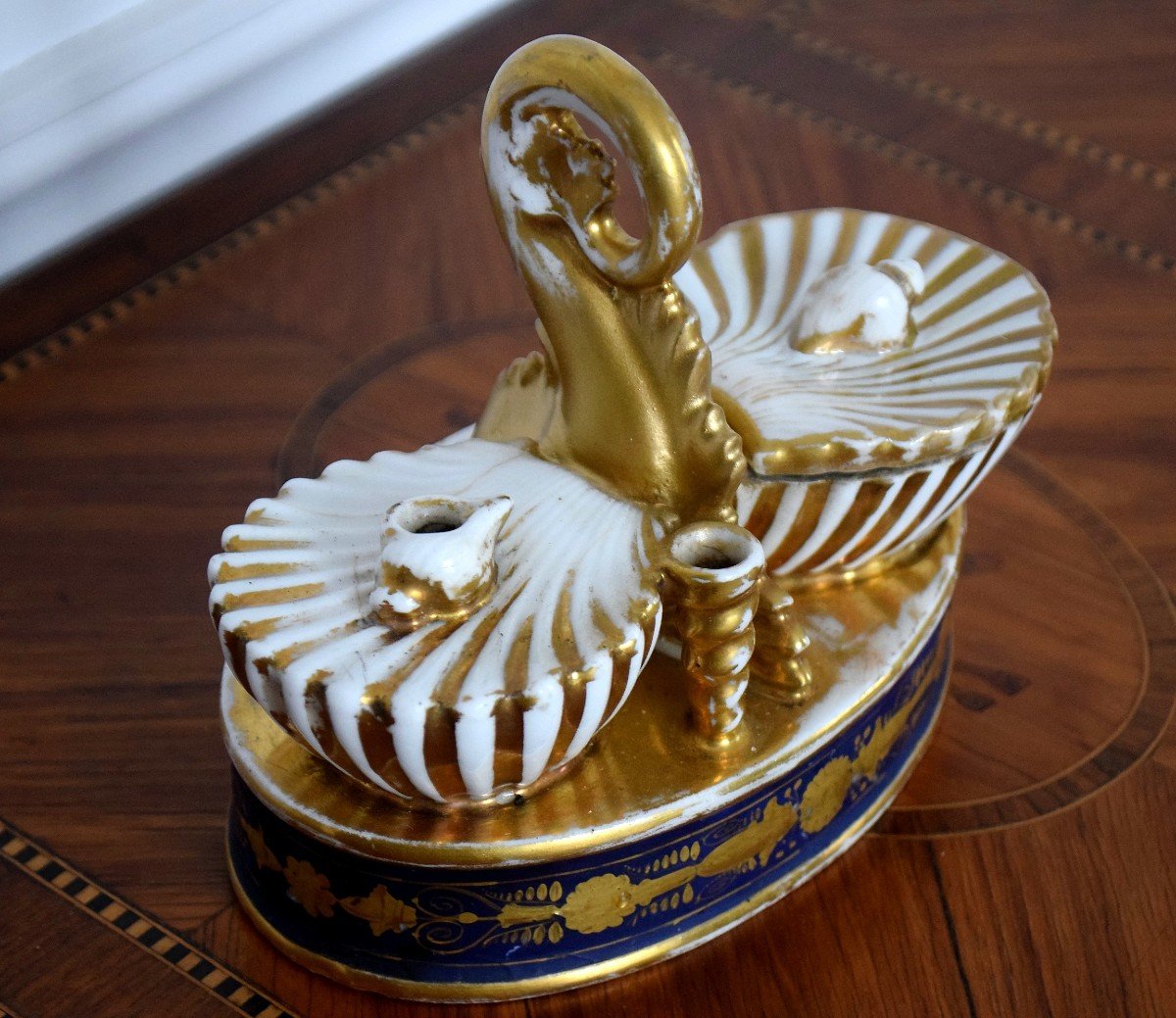 Inkwell With Dolphin Paris Porcelain Charles X Period-photo-6