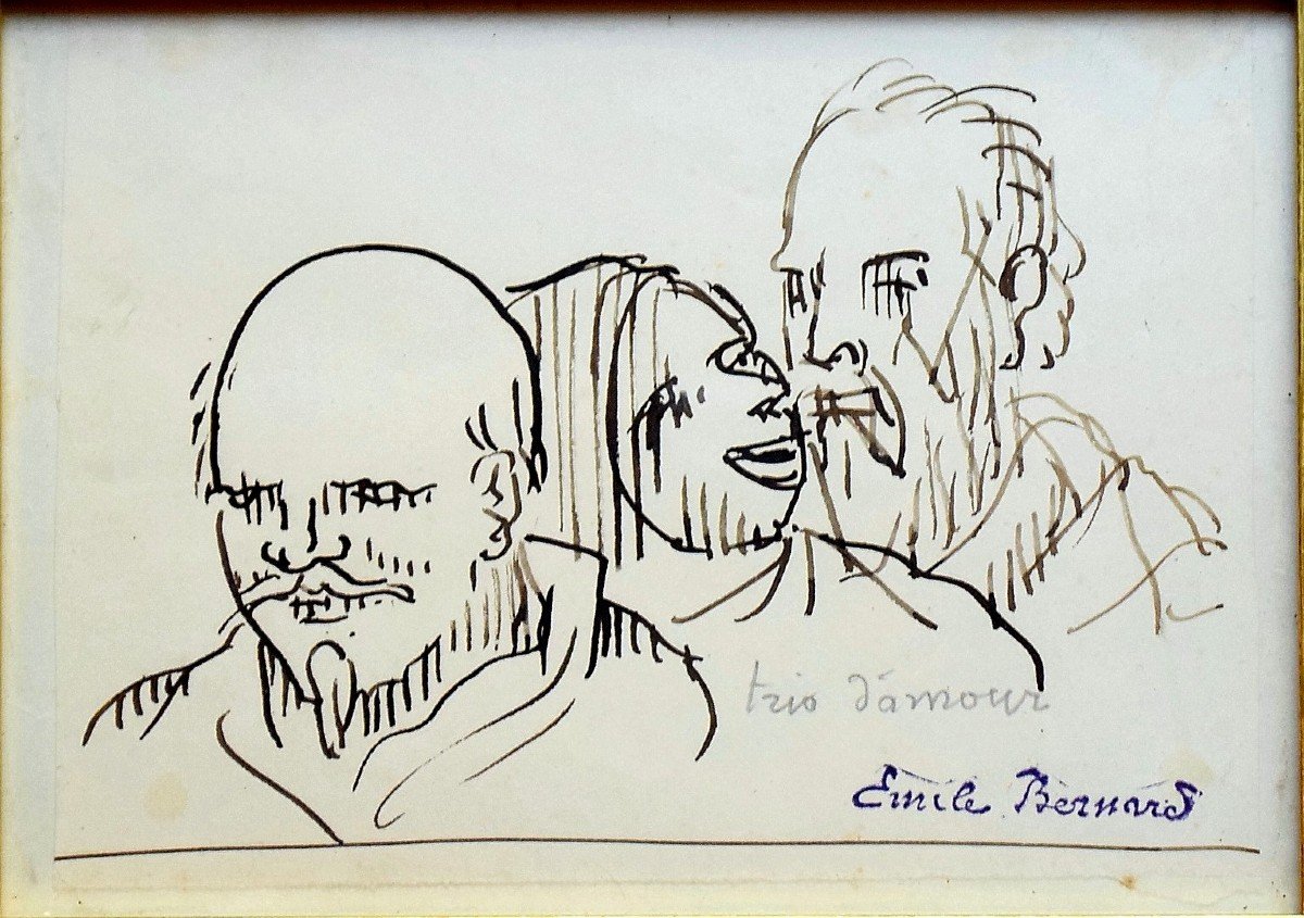 Emile Bernard Original Pen Drawing -photo-3
