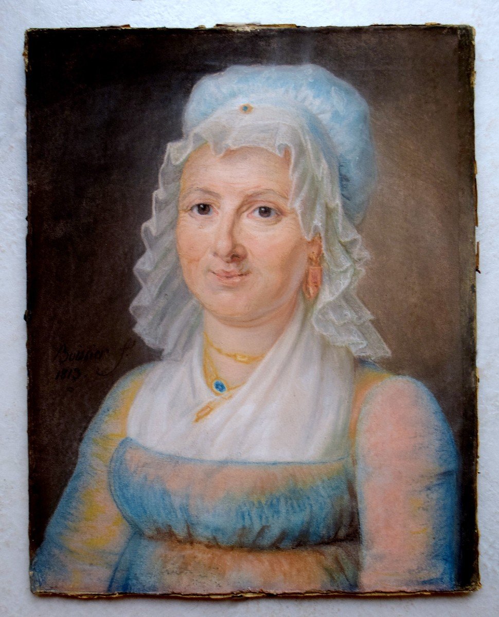 André-claude Boissier 1813 Pastel Portrait Of A Woman-photo-2