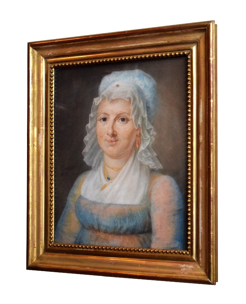 André-claude Boissier 1813 Pastel Portrait Of A Woman-photo-1