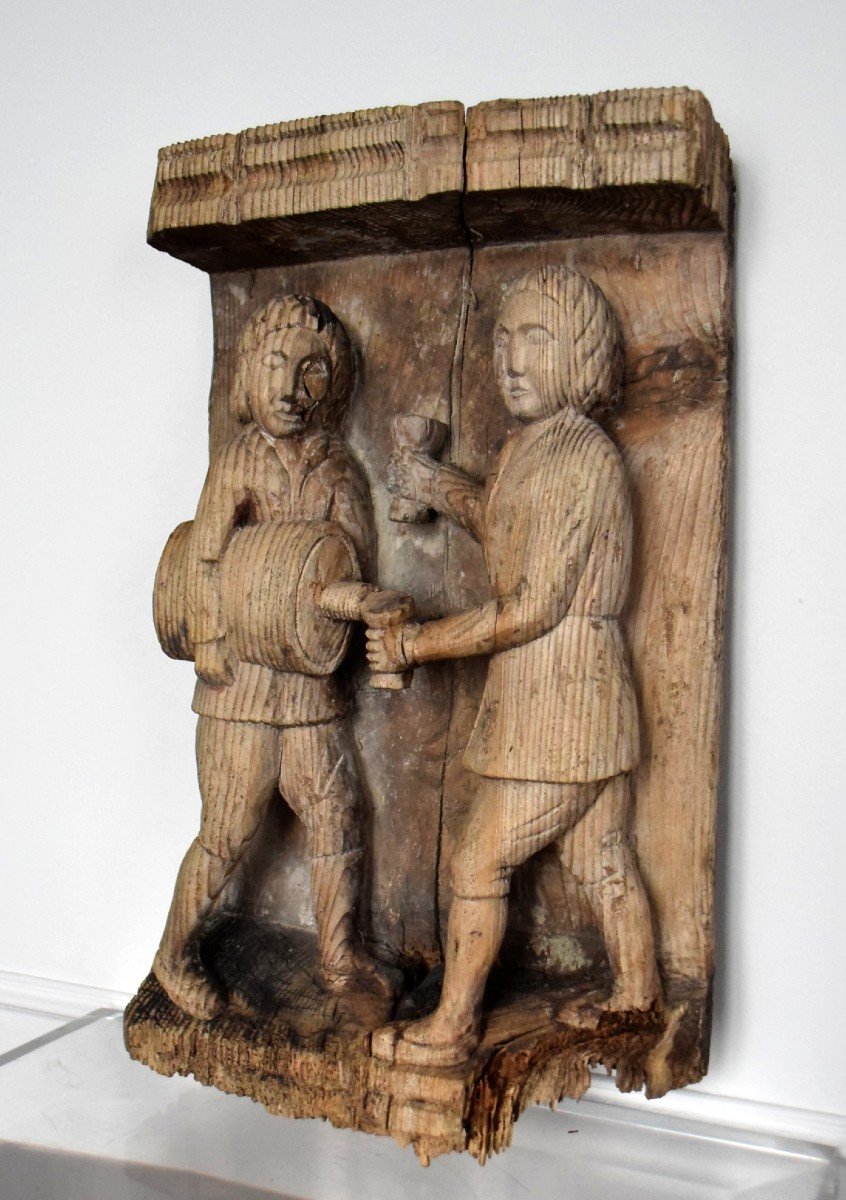 Element de linteau de porte Bois sculpté Art populaire XIXè