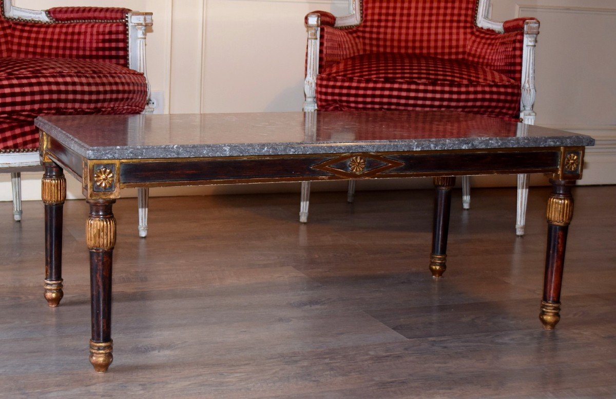 Coffee Table Circa 1950 Lacquered Wood And Marble-photo-2