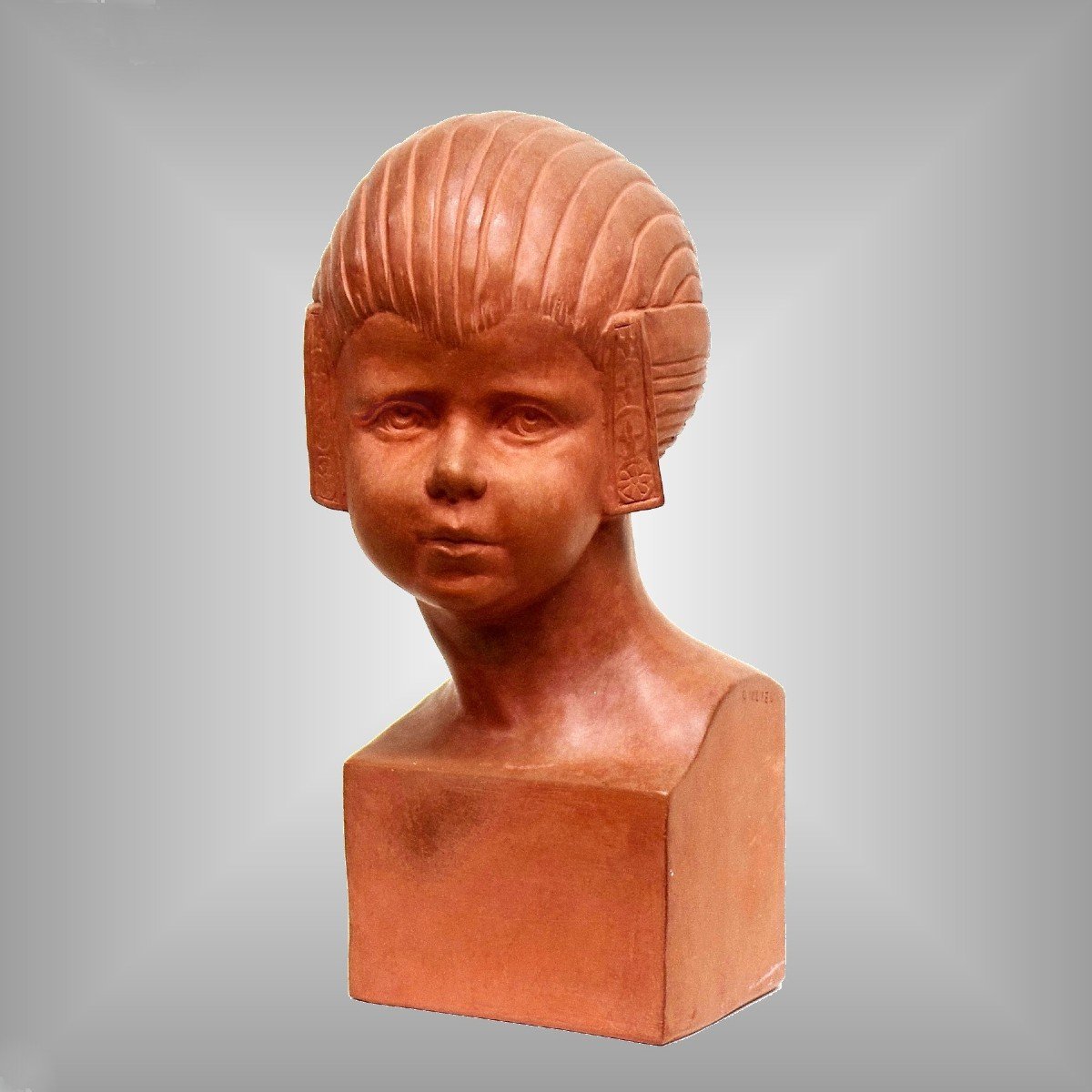 Art Deco Child Bust Signed Baulieu Edition Kaza France-photo-2