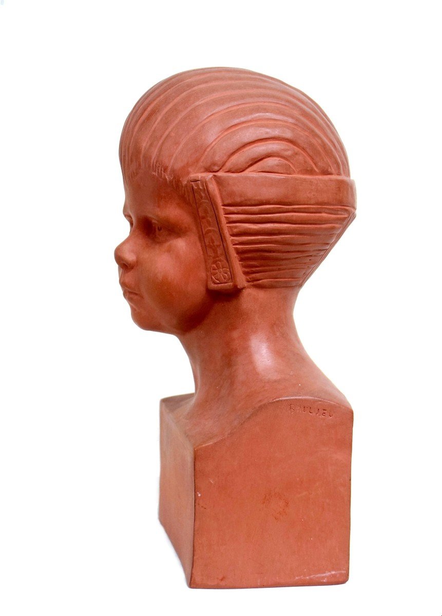 Art Deco Child Bust Signed Baulieu Edition Kaza France-photo-4