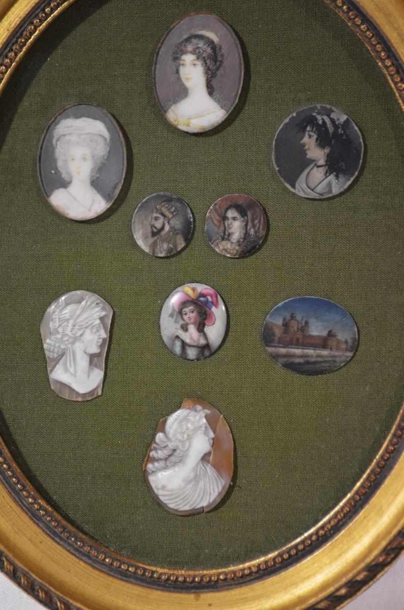 Set Of Miniatures On Ivory, Porcelain And Cameo XVIII-xixè-photo-2