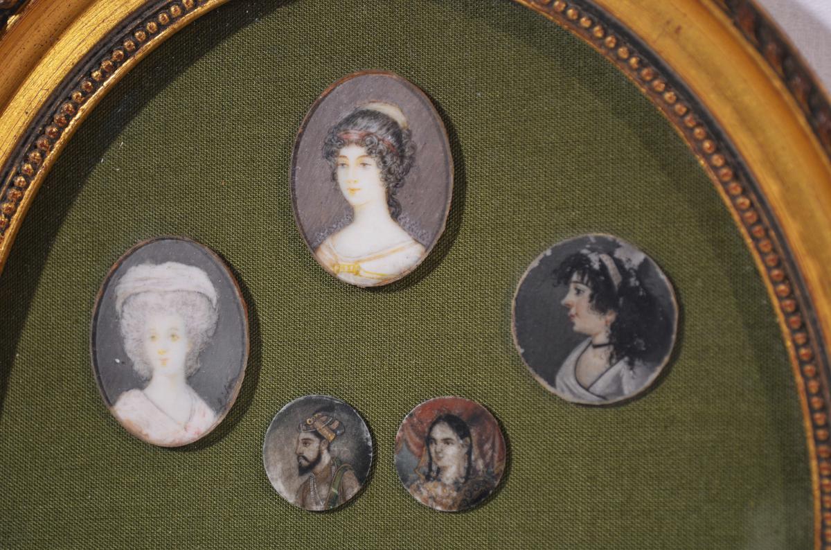 Set Of Miniatures On Ivory, Porcelain And Cameo XVIII-xixè-photo-3