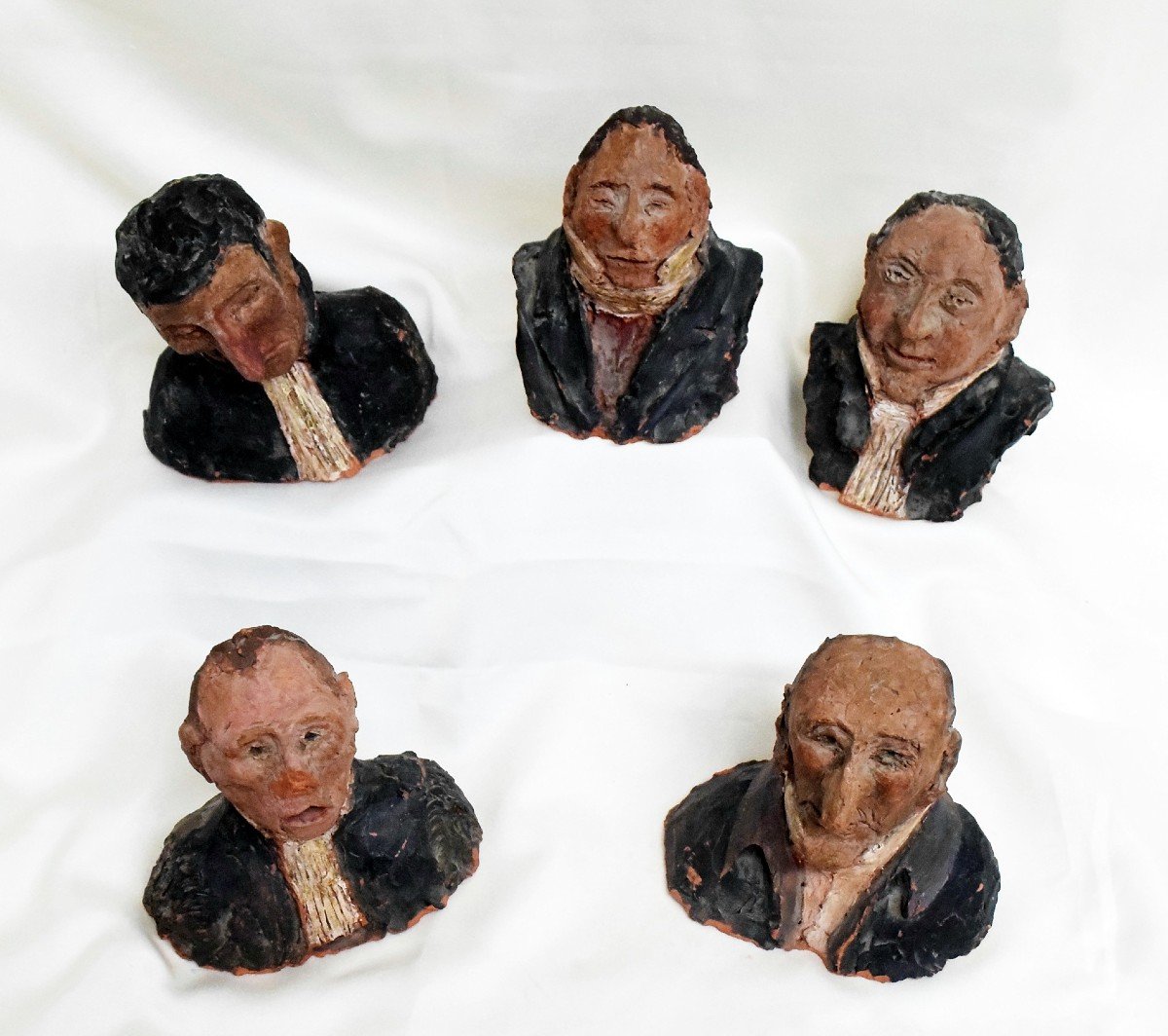 Five Clay Busts After Honoré Daumier-photo-3