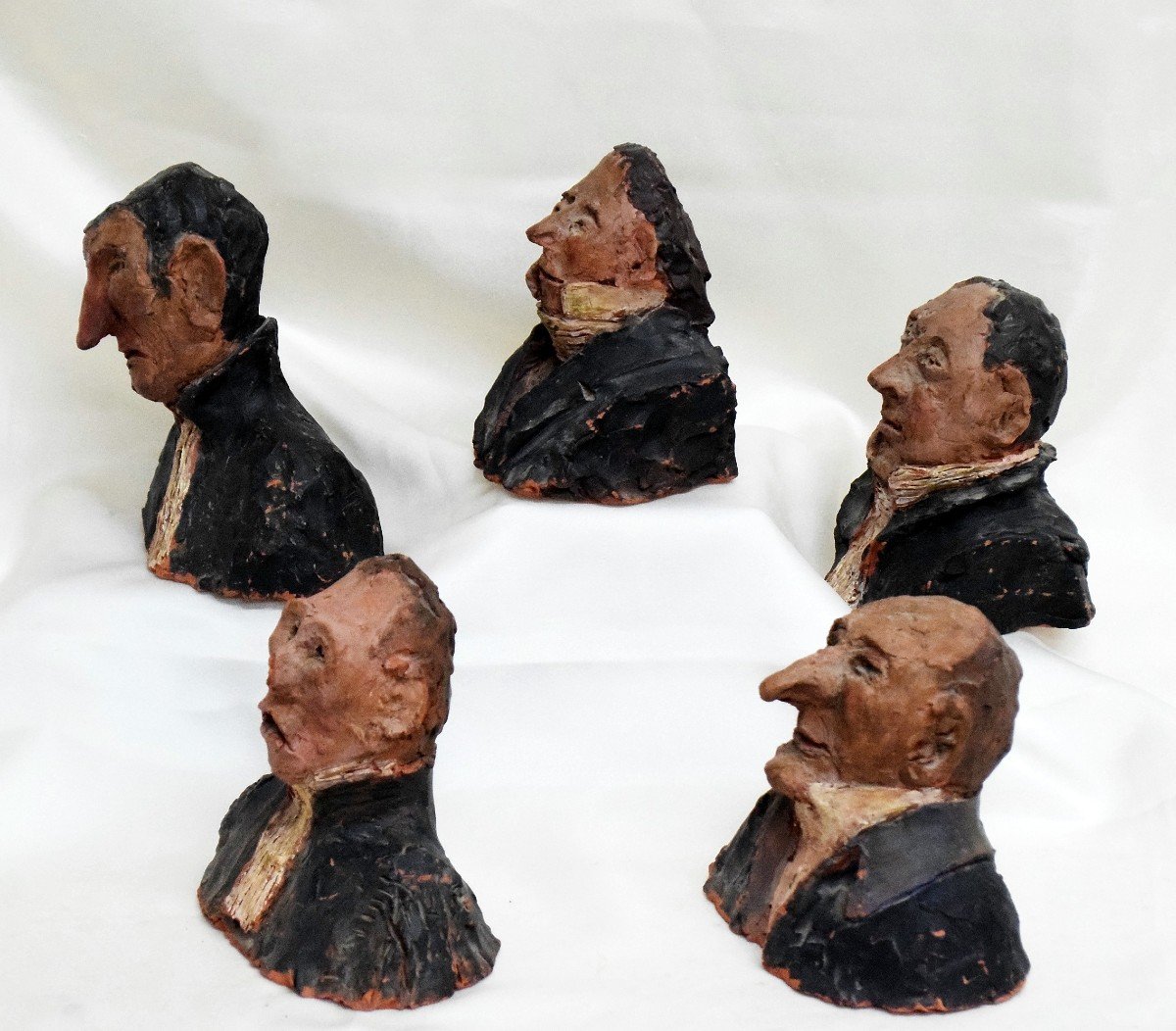 Five Clay Busts After Honoré Daumier-photo-4