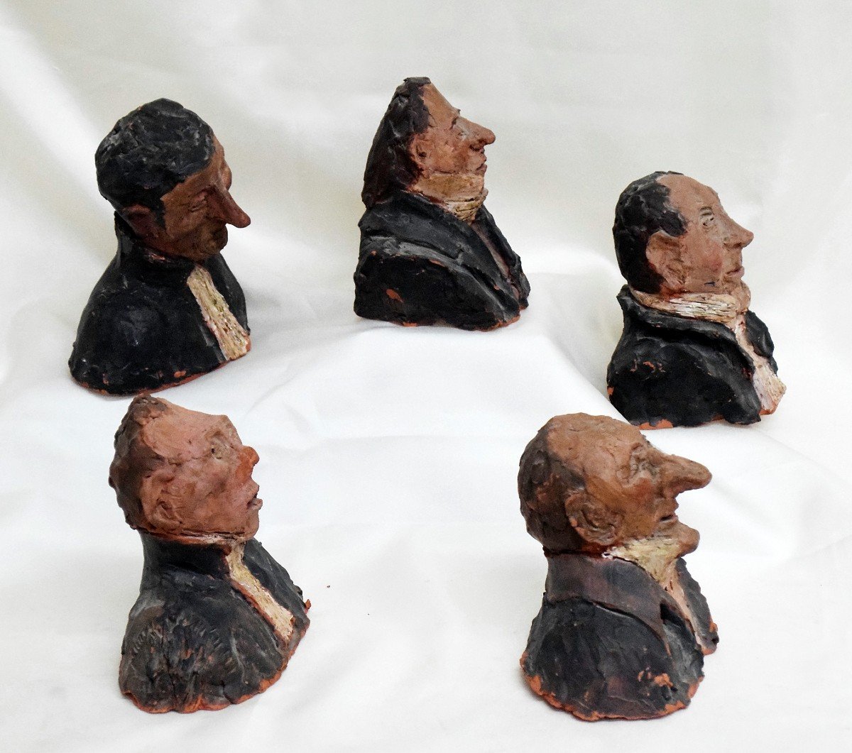 Five Clay Busts After Honoré Daumier-photo-5