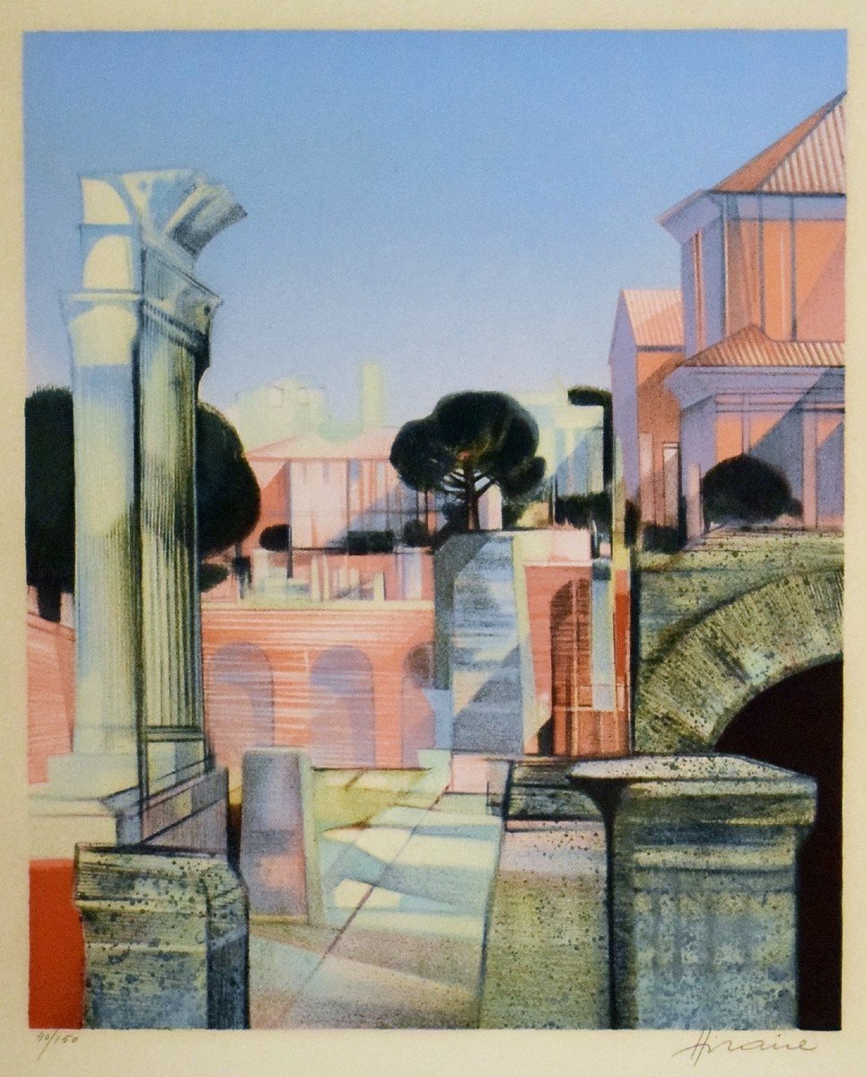 “rome” By Camille Hilaire Signed Lithograph-photo-1