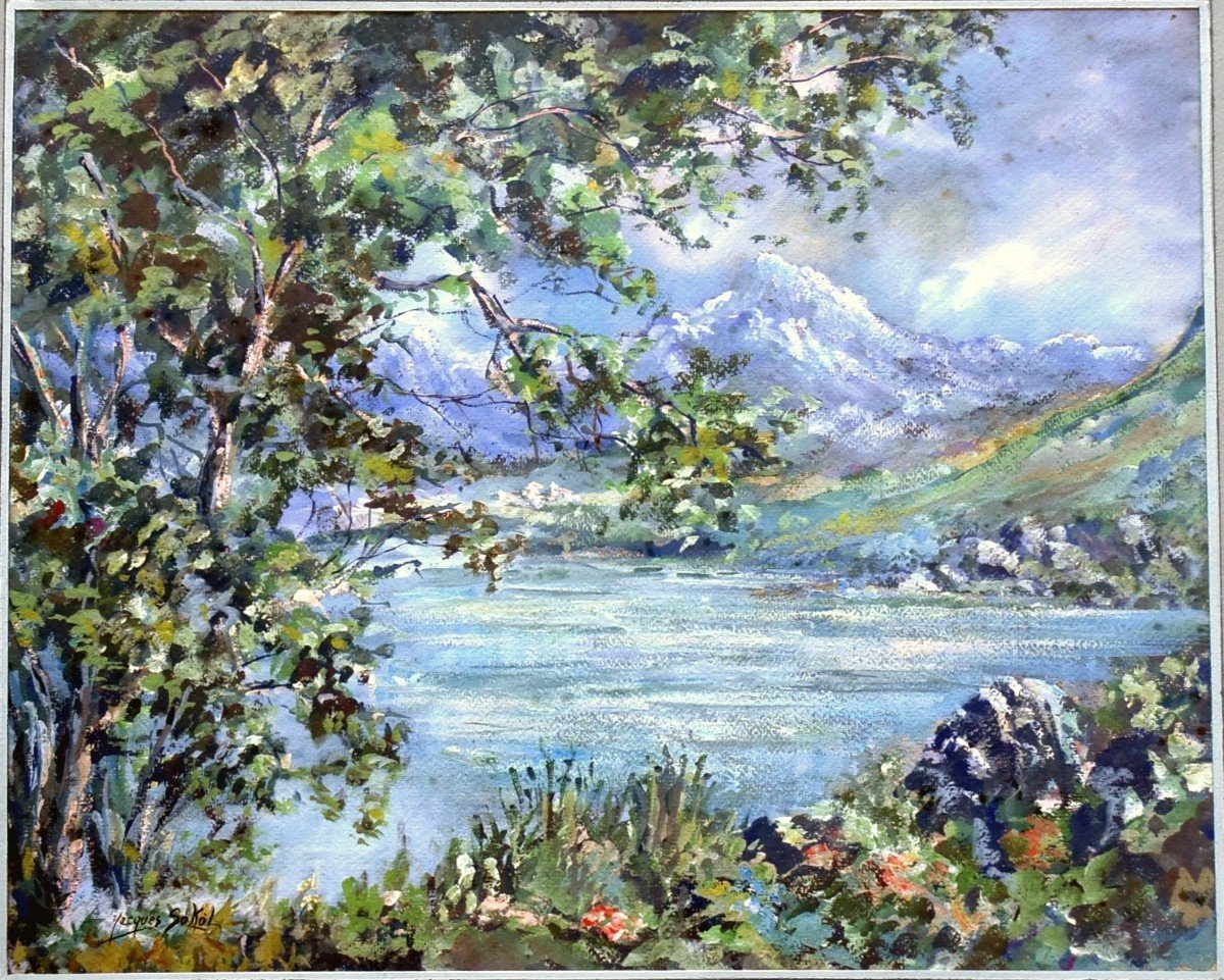 Lake Landscape Of The Alps By Jacques Sokol-photo-2