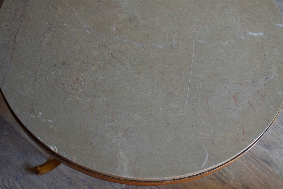 Table basse fer forgé et marbre Circa 1950-photo-6