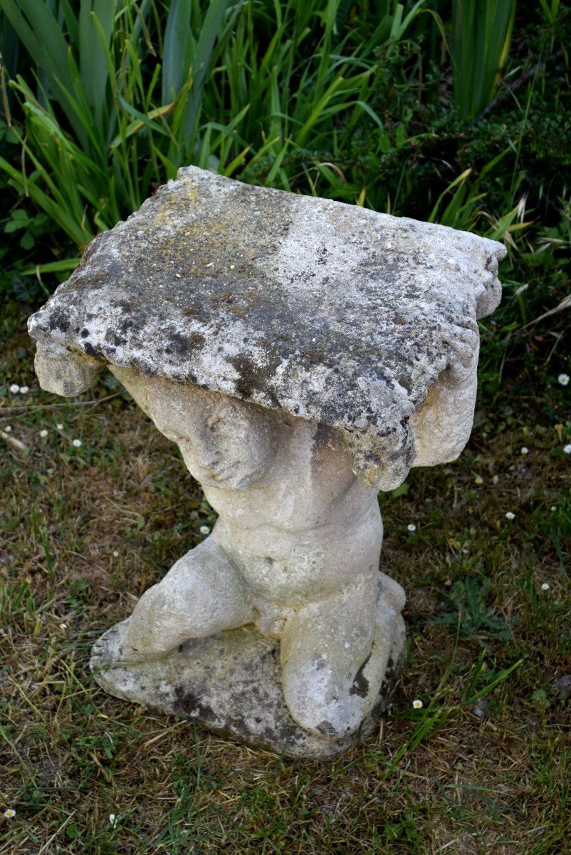 Sellette ou banc de jardin Cherubin en pierre reconstitu&eacute;e-photo-1