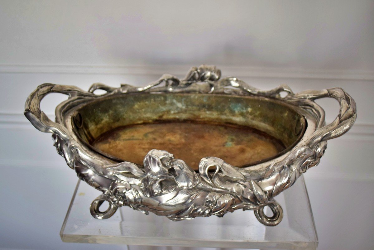 Victor Saglier Art Nouveau Silvered Bronze Planter-photo-3