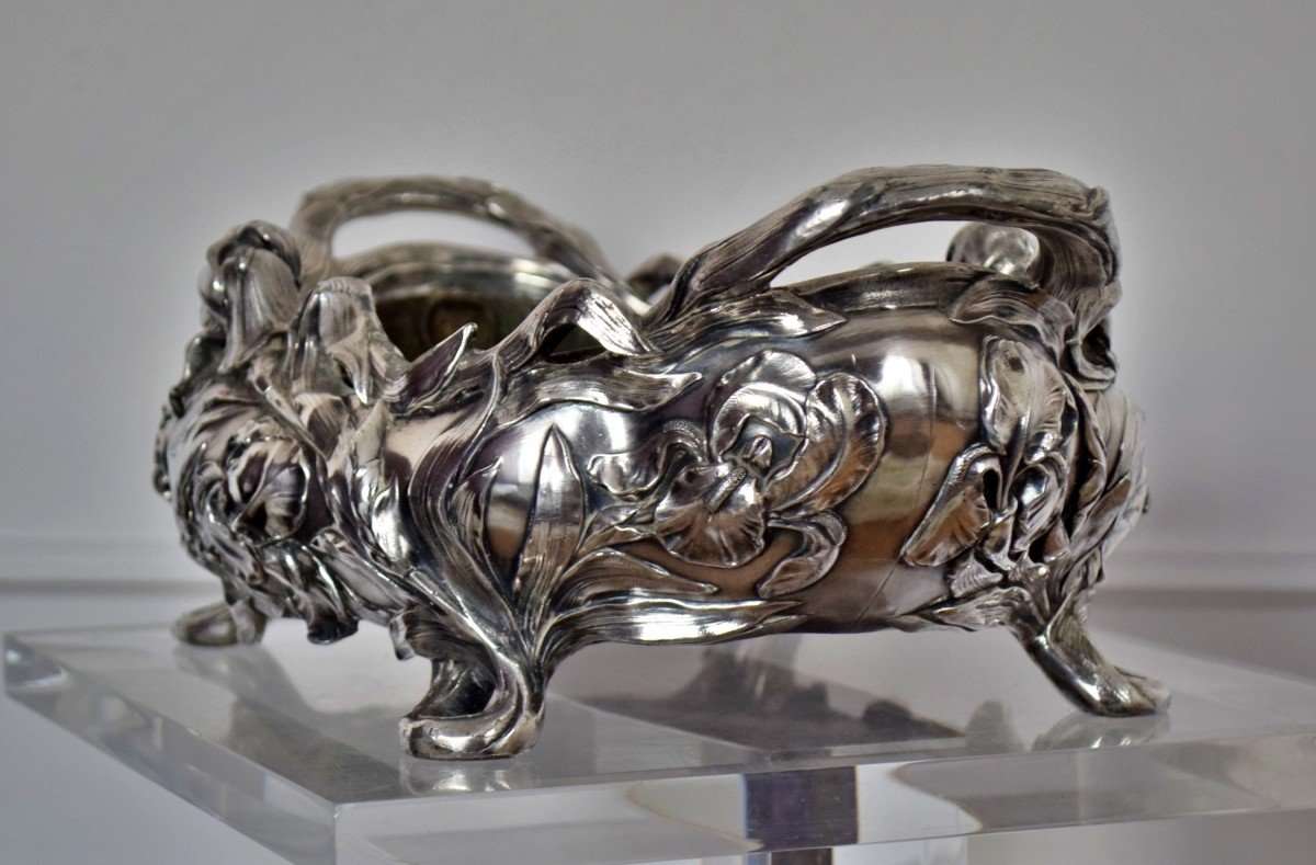 Victor Saglier Art Nouveau Silvered Bronze Planter-photo-3