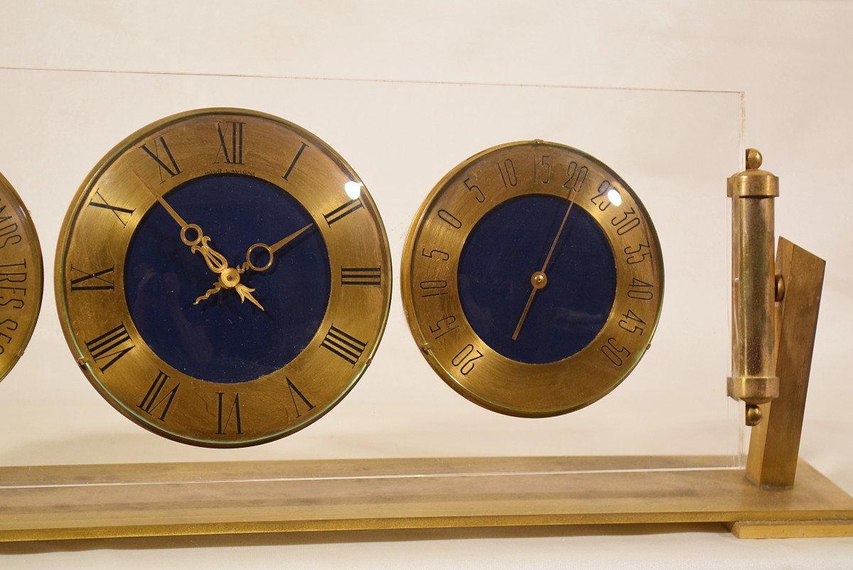 Hour Lavigne Compendium Desk Clock Barometer Thermometer Circa 1960-photo-7