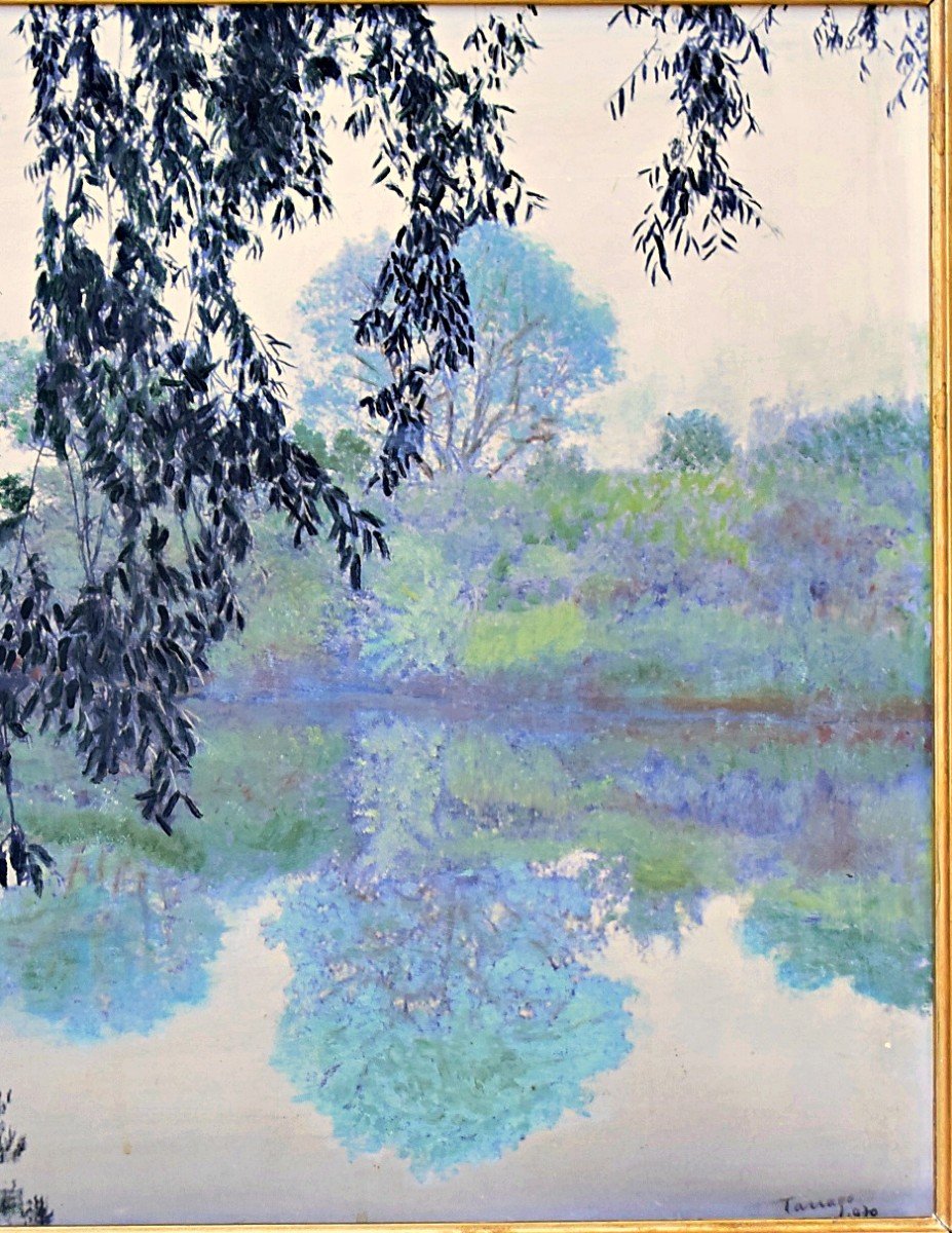 Edge Of The Seine In The Mist Signed Tarrago-photo-4
