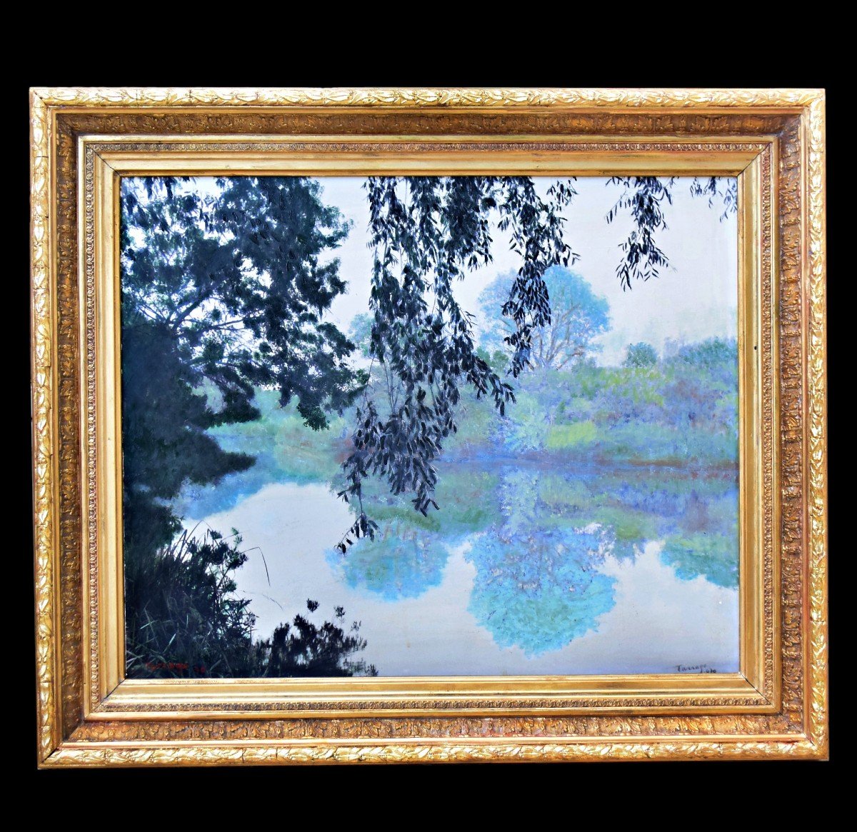 Edge Of The Seine In The Mist Signed Tarrago-photo-6