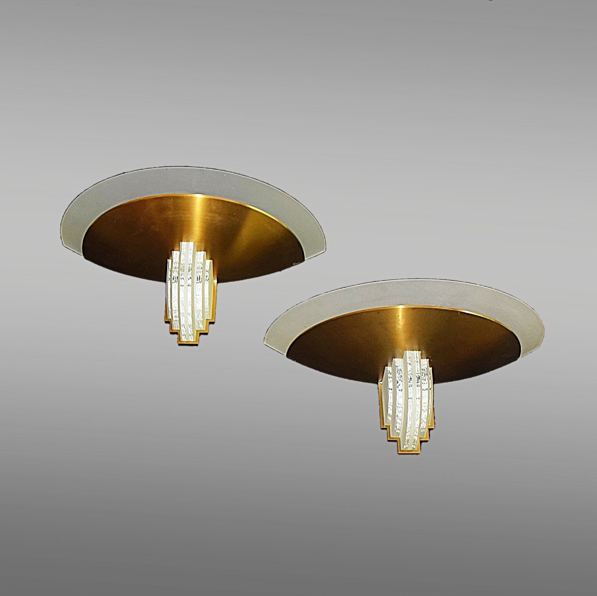 Pair Of Perzel Sconces Model 542 Bis  In Gilded Bronze-photo-2