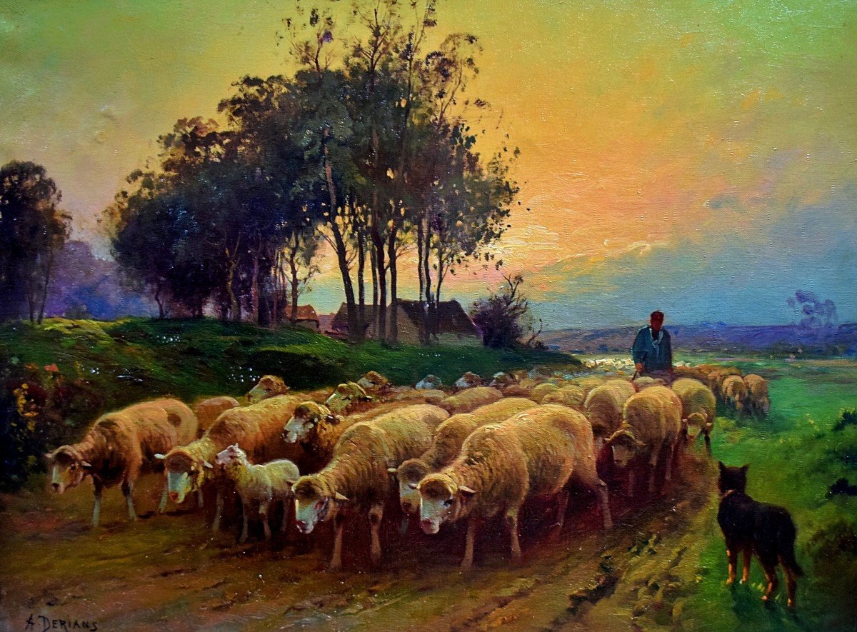Return Of The Herd By A. Derians XIXth-photo-3
