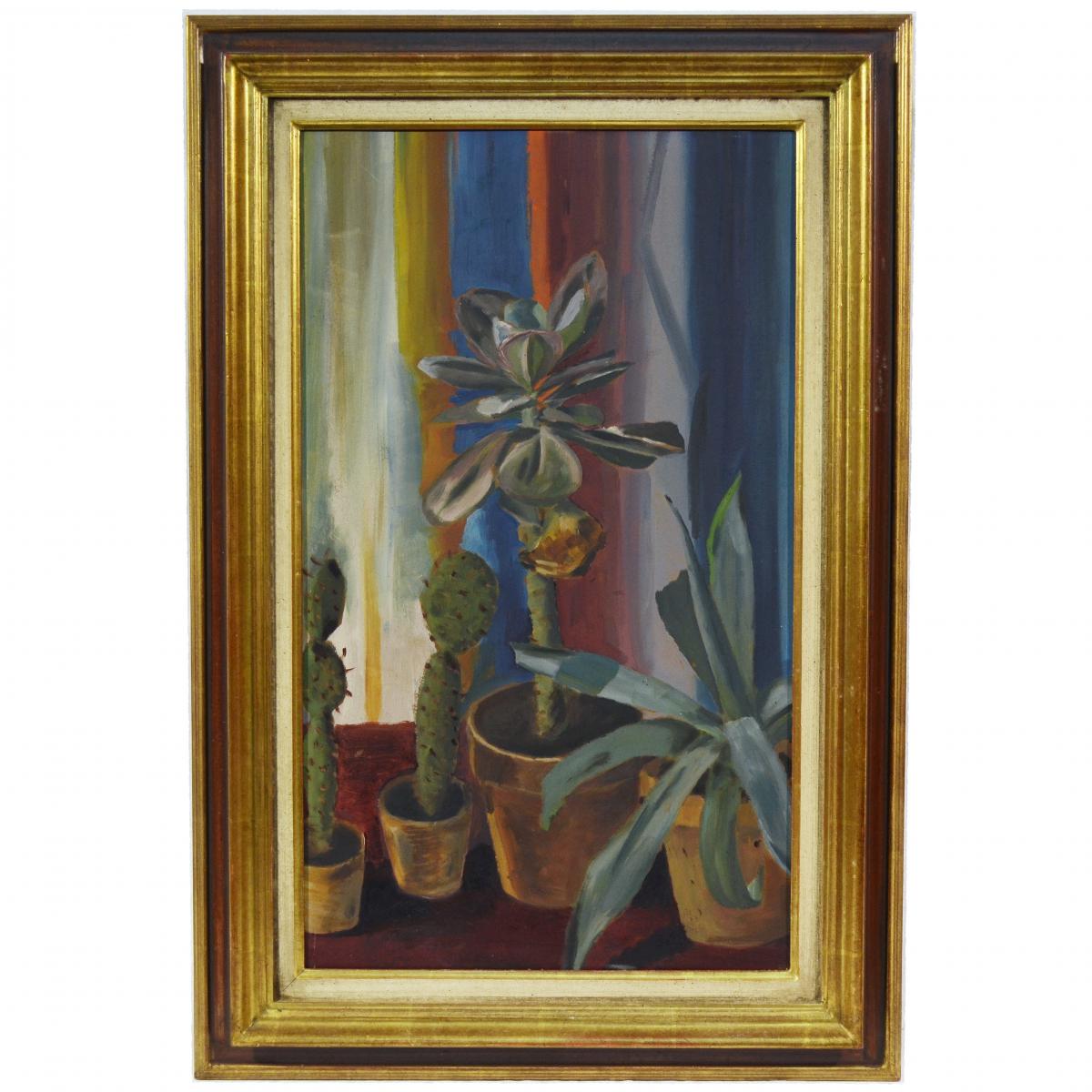 Table Still Life With Grasses Plants
