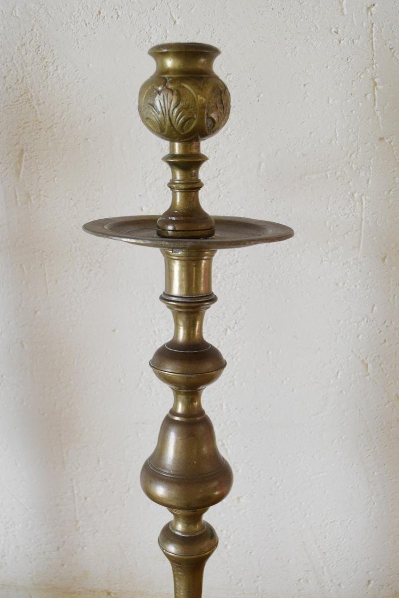 Grande Paire de chandeliers en bronze Flandre XVIIème-photo-2