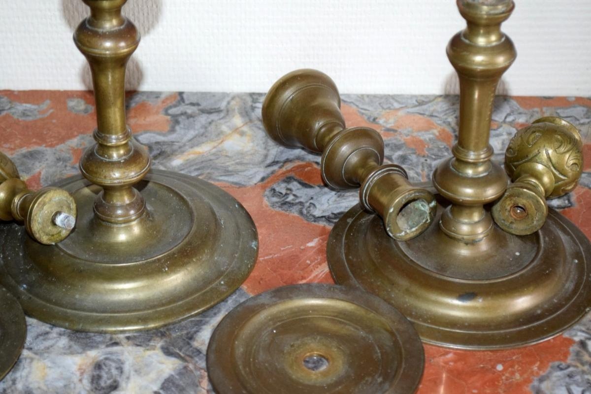 Large Pair Of 17th Century Flanders Bronze Candlesticks-photo-4