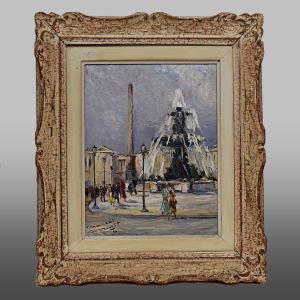 Place De La Concorde And The Obelisk 1951 By Marcel Abougit Paris