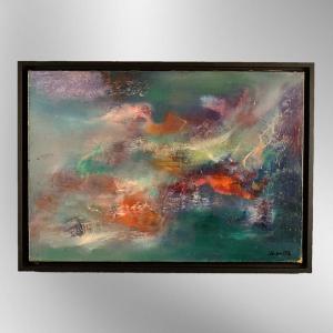 Abstract Painting By Javotte Martin, Student Of Zao Wou-ki
