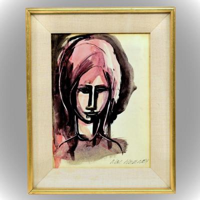 Watercolor "sad Head Ii" By Leslie Macweeney