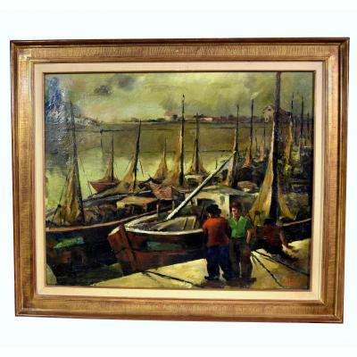 Port de pêche par Emile-Henry Tilmans 1949