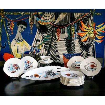 Salins Design 50s Earthenware Fish Service