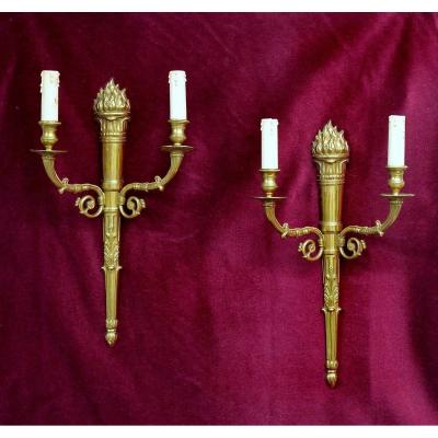 Pair Of Bronze Sconces In The XIXth Empire Style