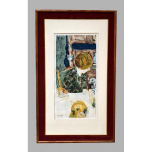 Pierre Bonnard Aquatinte par Jacques Villon La femme au chien