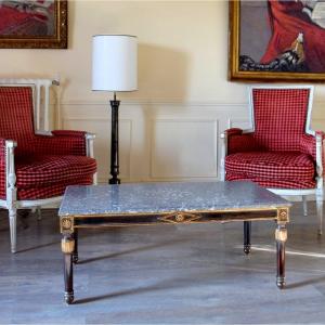 Coffee Table Circa 1950 Lacquered Wood And Marble