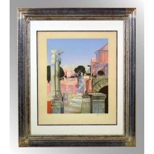 “rome” By Camille Hilaire Signed Lithograph